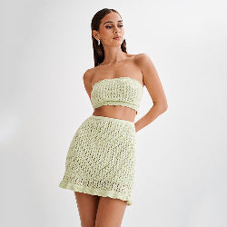 Sexy Hollow-Out Knitted Long-Sleeve Dress