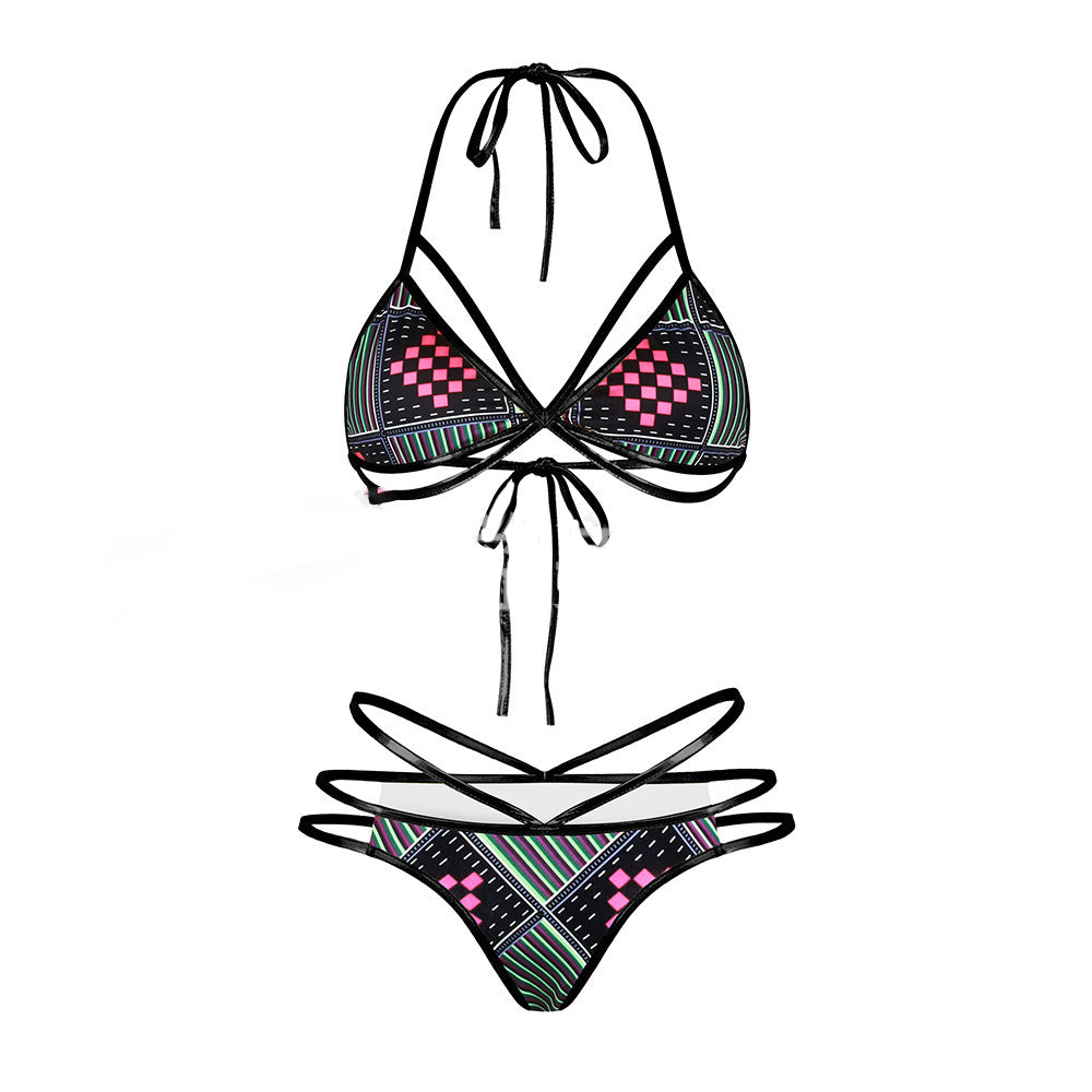 Two-Pieces Bikini Set Sexy Gold Geometric  Brazilian