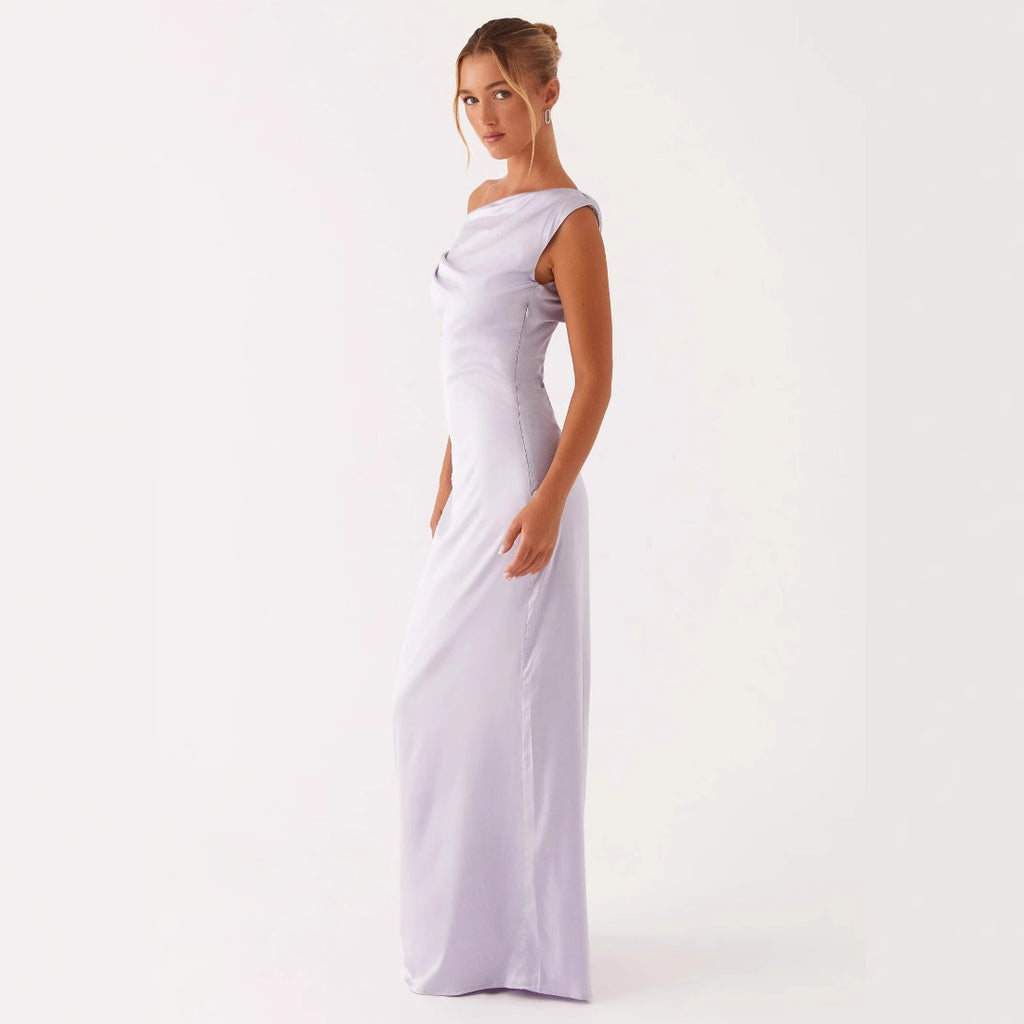 New Solid-color Asymmetrical Long Dress