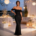 Amaris Sequin Off-Shoulder Split Dress