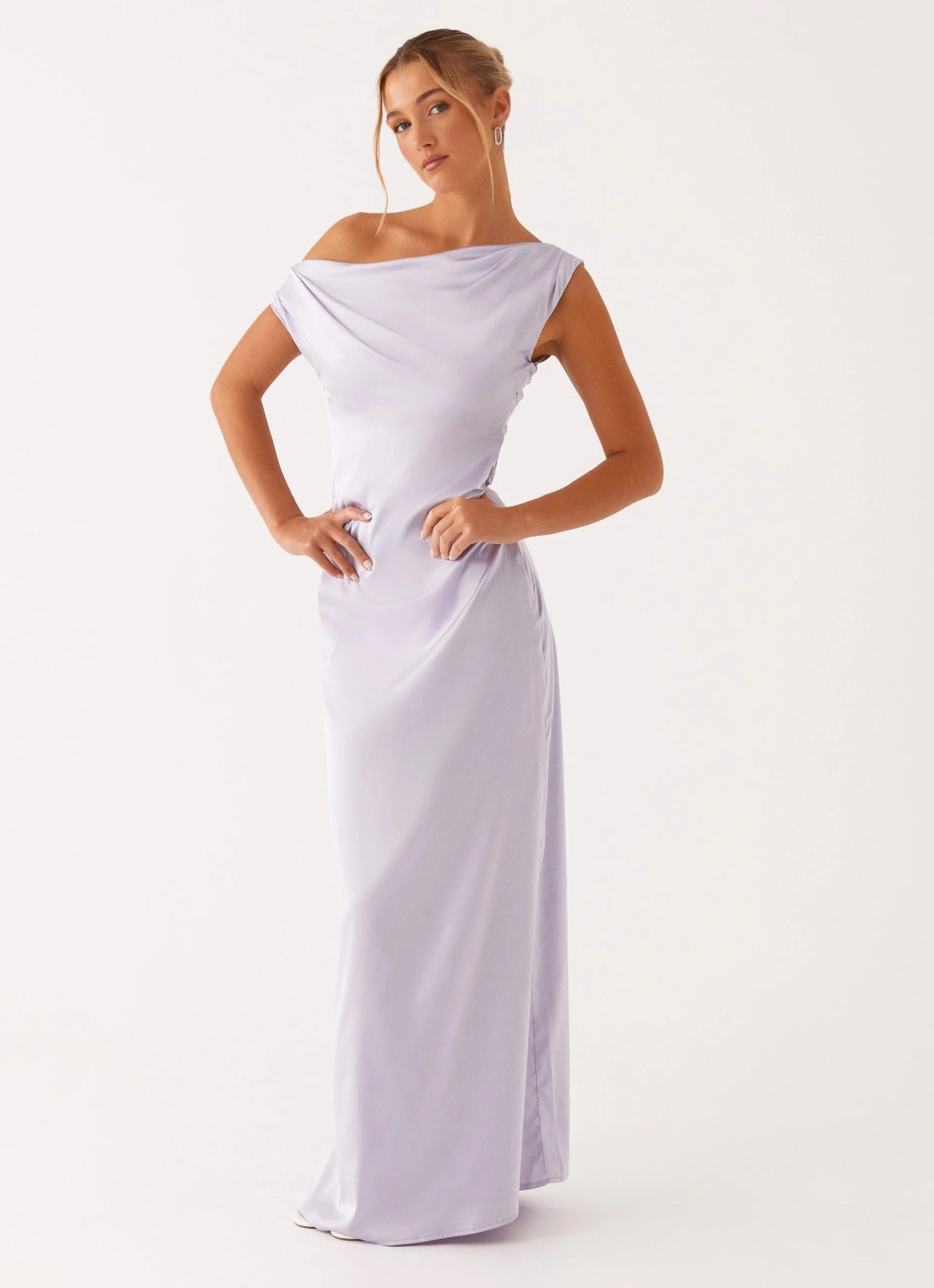 New Solid-color Asymmetrical Long Dress