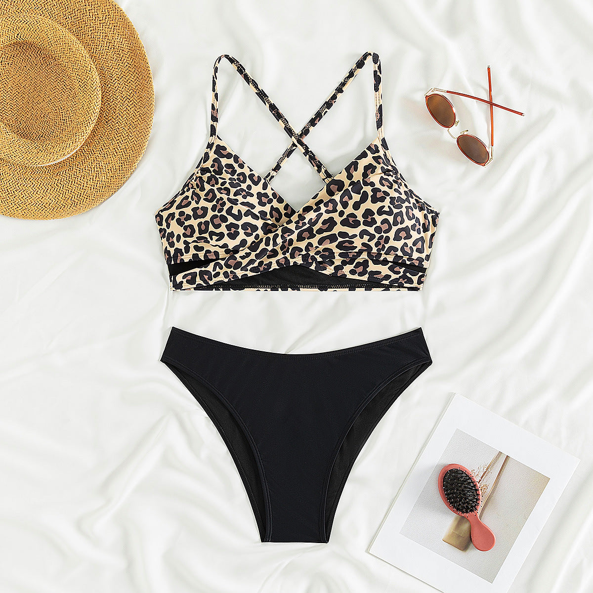 Leopard Print Bikini Split Swimsuit