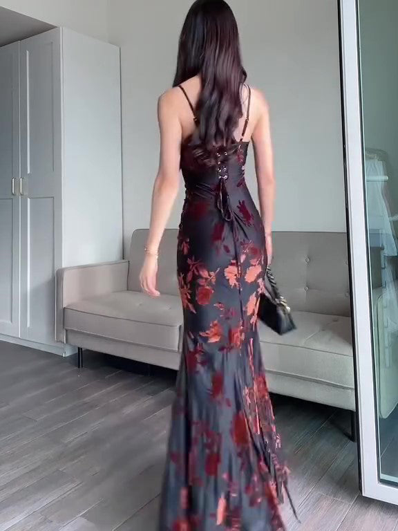 Amaris Flocked Strappy Maxi Dress