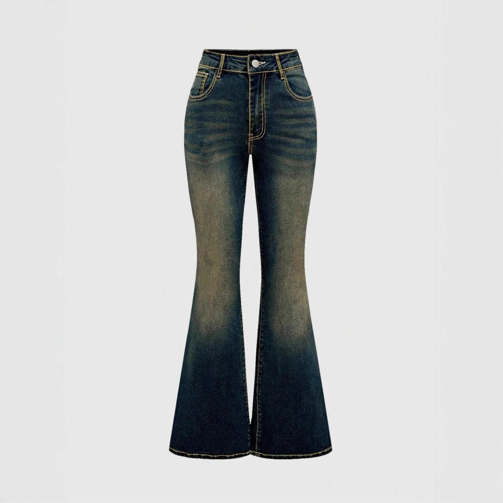 Retro Embroidered Flared Jeans