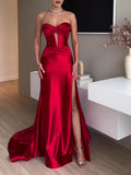 Amaris  Red Extra Long Evening Dress