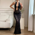Sexy Lace Hollow-Out Halter Dress