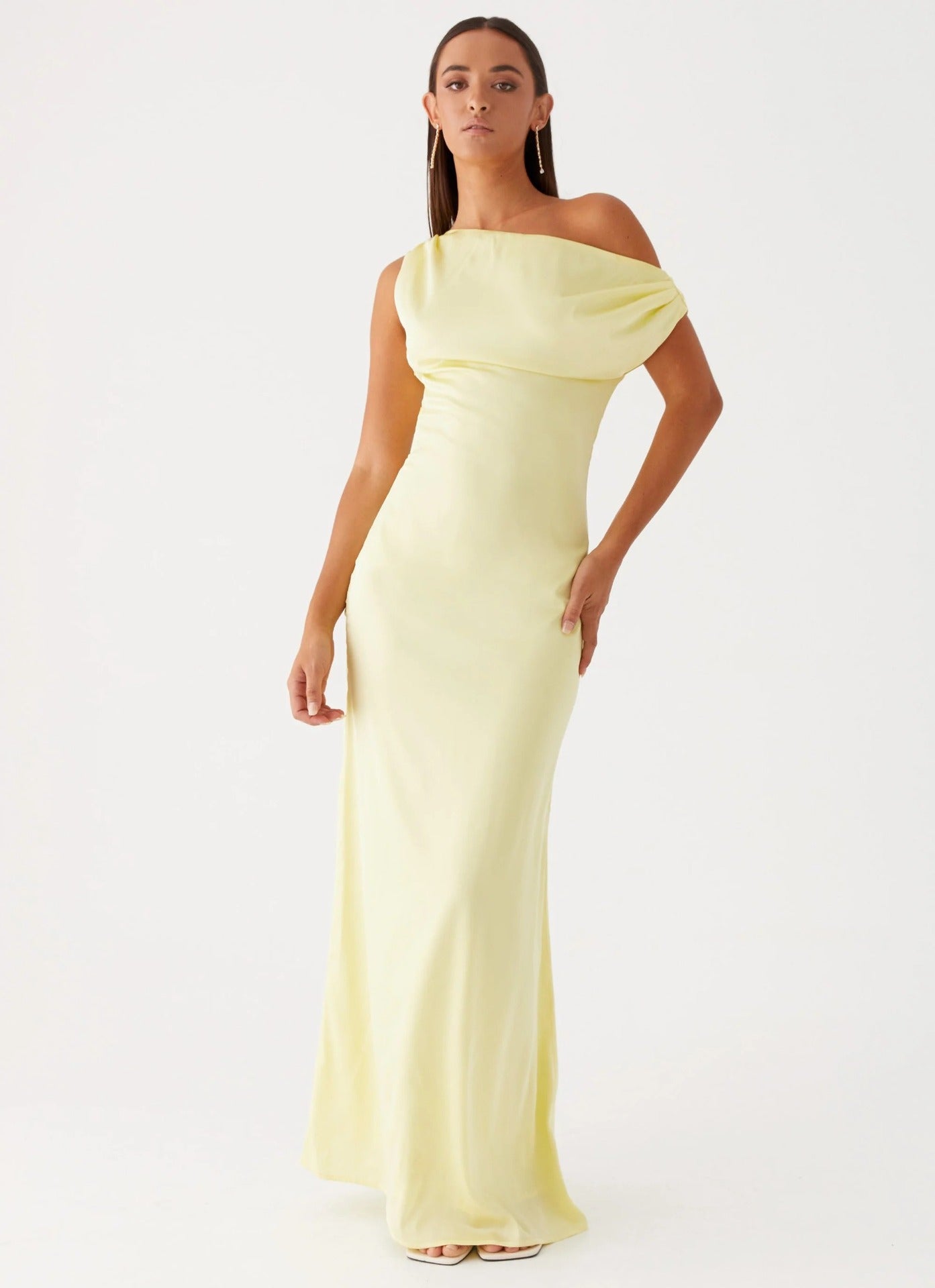 New Solid-color Asymmetrical Long Dress