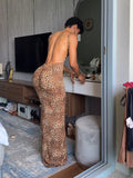 Backless Leopard  Maxi sexy Dress