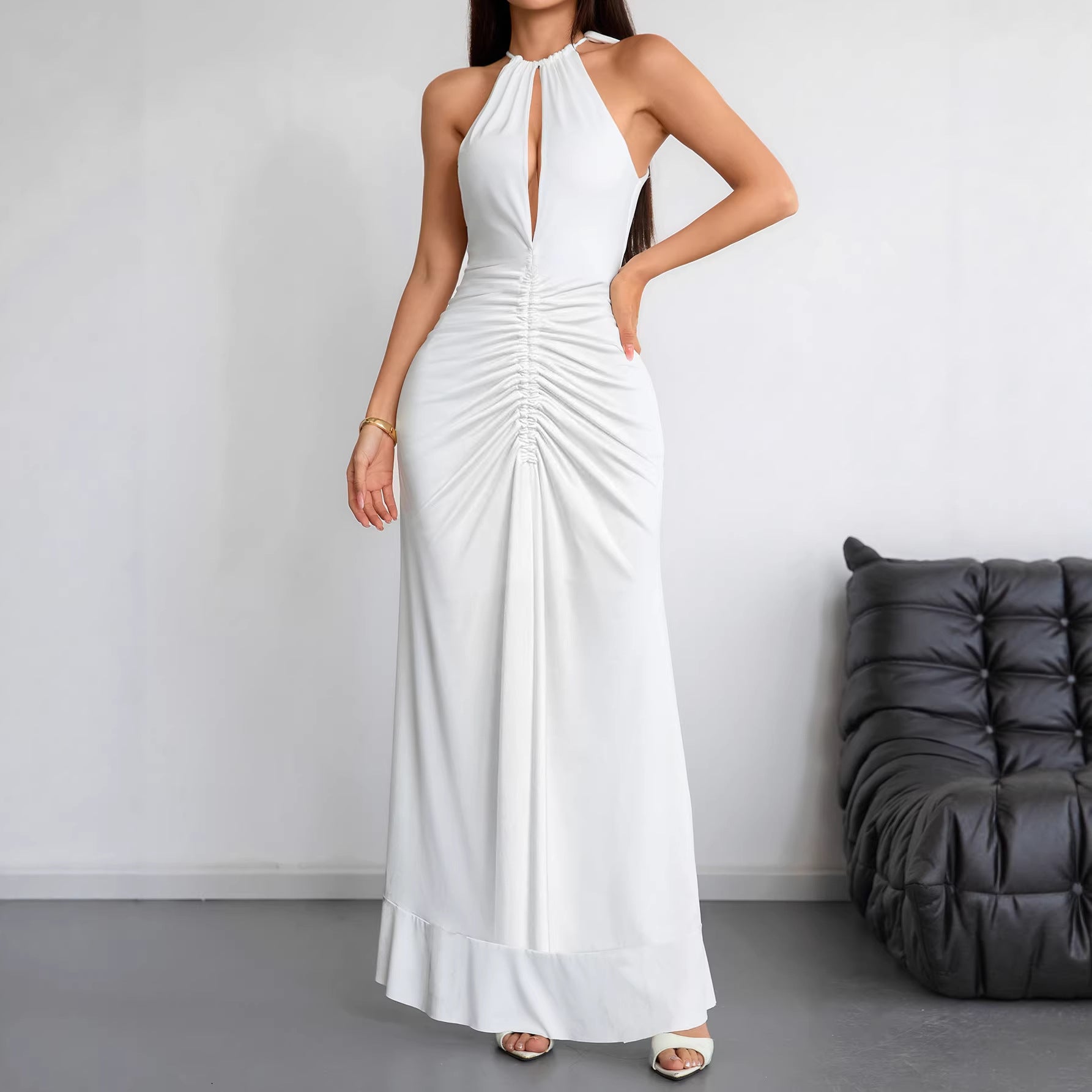 Amaris Slimming Pleated Solid-Color Womens Summer Dress