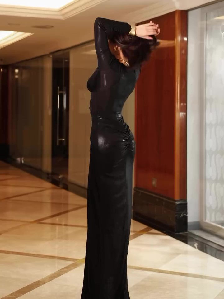 Amaris Deep V Long Sleevei Dress