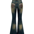 Retro Embroidered Flared Jeans