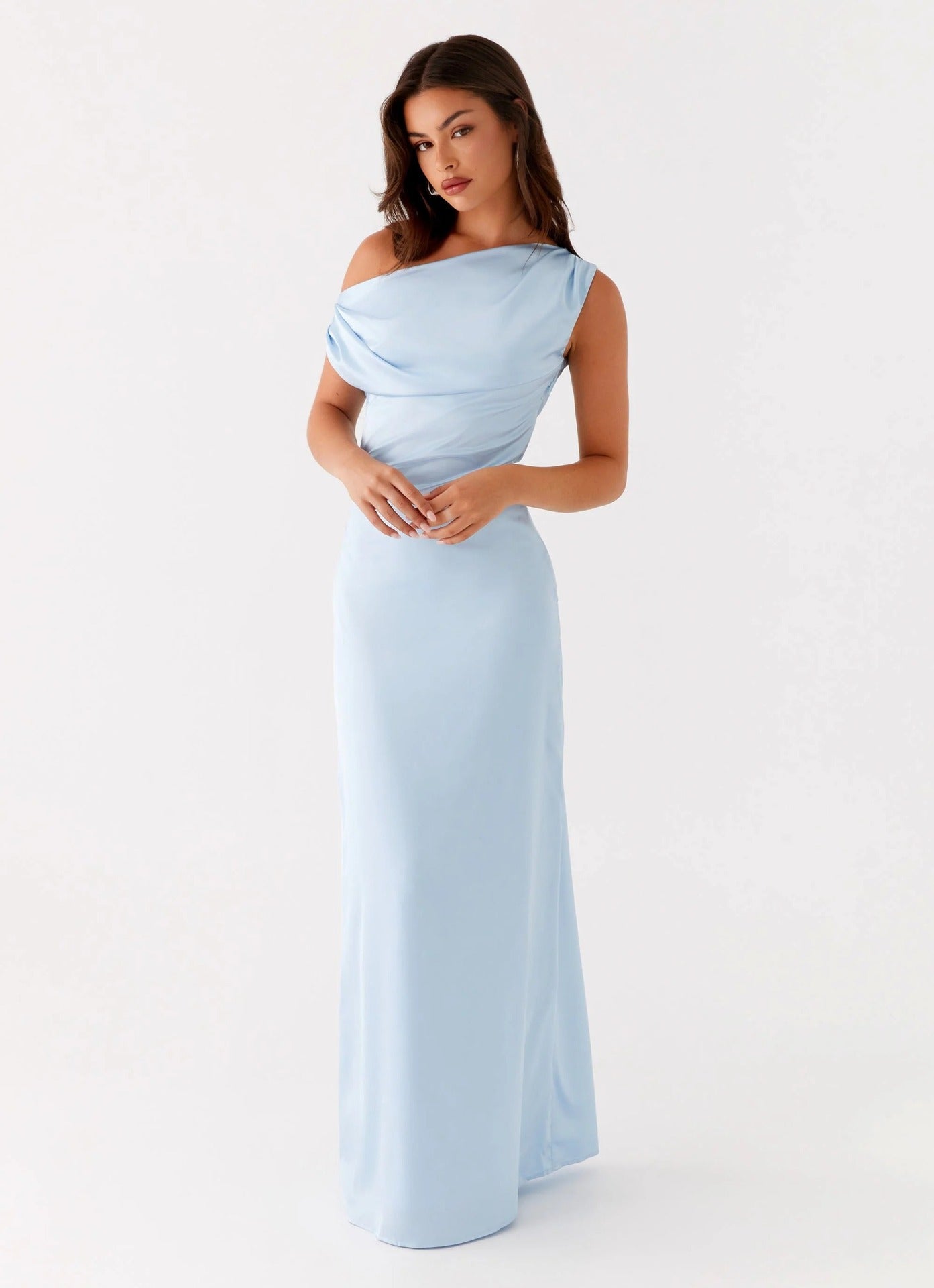 New Solid-color Asymmetrical Long Dress