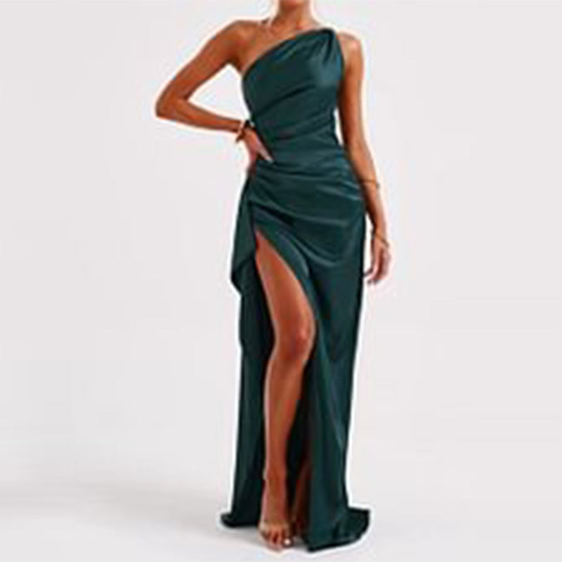 Amaris  One-shoulder Summer Elegant Slim-fit  Satin Dresses [best seller]