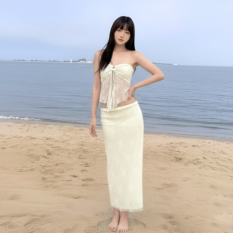 sexy swimsuit and long skirt